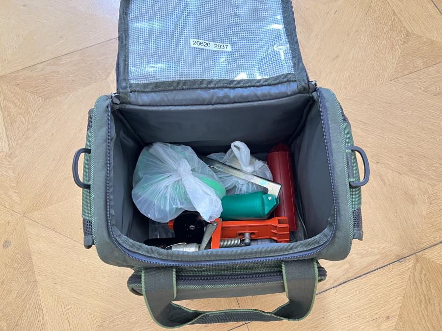 Anglertasche, mit grosser Box Blei, Rutenhalter