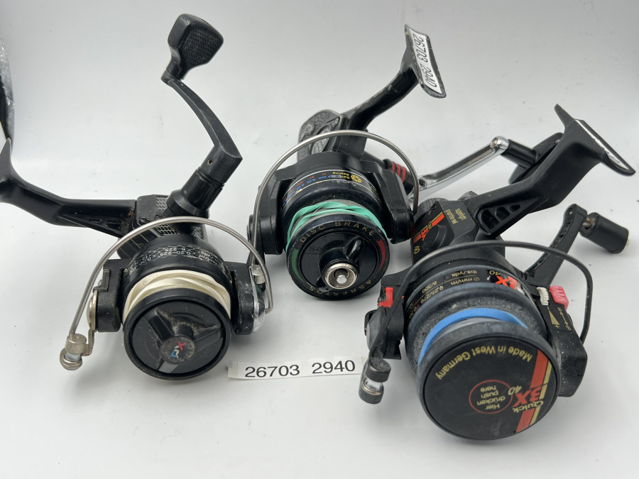 3 Stationärrollen,, DAM Quick 3X 40 Sensor, DAM Quick 1401 und DAM Quick PX 30, Gebrauchsspuren