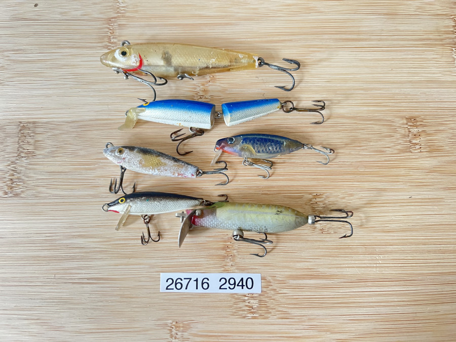 Alte Wobbler, 6 Stück, ABU, Rapala, Gebrauchsspuren