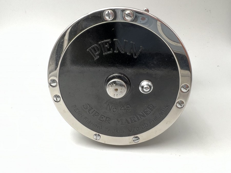 Multirolle, Penn 49 LH, Super Mariner, two lever Control, Torpede Handle, Anodized Aluminium Spool, Gear Ration 3,5-1, mit geflochten Schnur, wie neu, im Karton