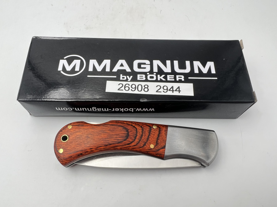 Taschen Klappmesser, Magnum by Böker, Holzgriffschalen, Gesamtlänge 175mm, Klingenlänge 75mm, neu