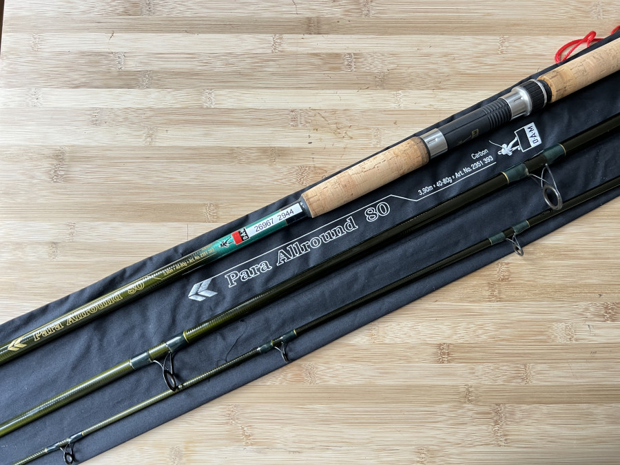 Spinnrute, DAM Para Allround 80, Carbon, 3tlg., 3,90m, WG 40-80g, neu im Futteral, Transportlänge 1380mm