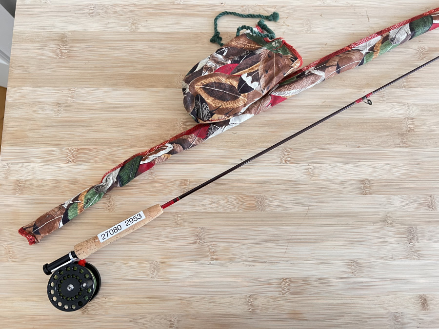 Kinder Fliegenrute, 1tlg., 110cm, mit Fliegenrolle Dennison Fly Lite, Rollendurchmesser 47mm, Futteral, neu