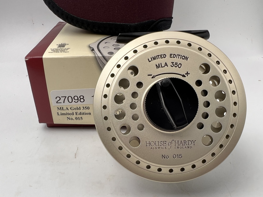 Fliegenrolle, House of Hardy Alnwick England, MLA Gold 350, Limited Edition No. 015, Rollentasche, neu im Karton
