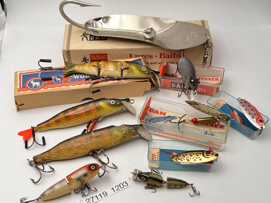 Kunstköder, DAM, Meeresköder 200mm, 3 Wobbler, 150mm, 1 Stück 90mm, 1 Stück 80mm, 1 Maus, 3 Spinner, Gebrauchsspuren