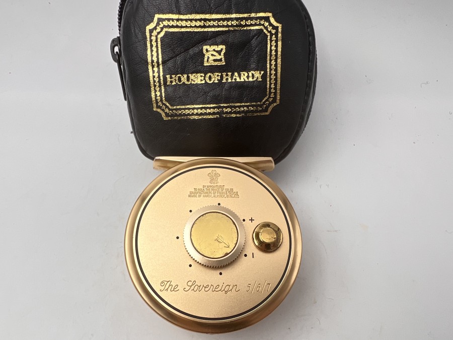 Fliegenrolle, Hardy The Sovereign 5/6/7, Rollentasche, sehr guter Zustand