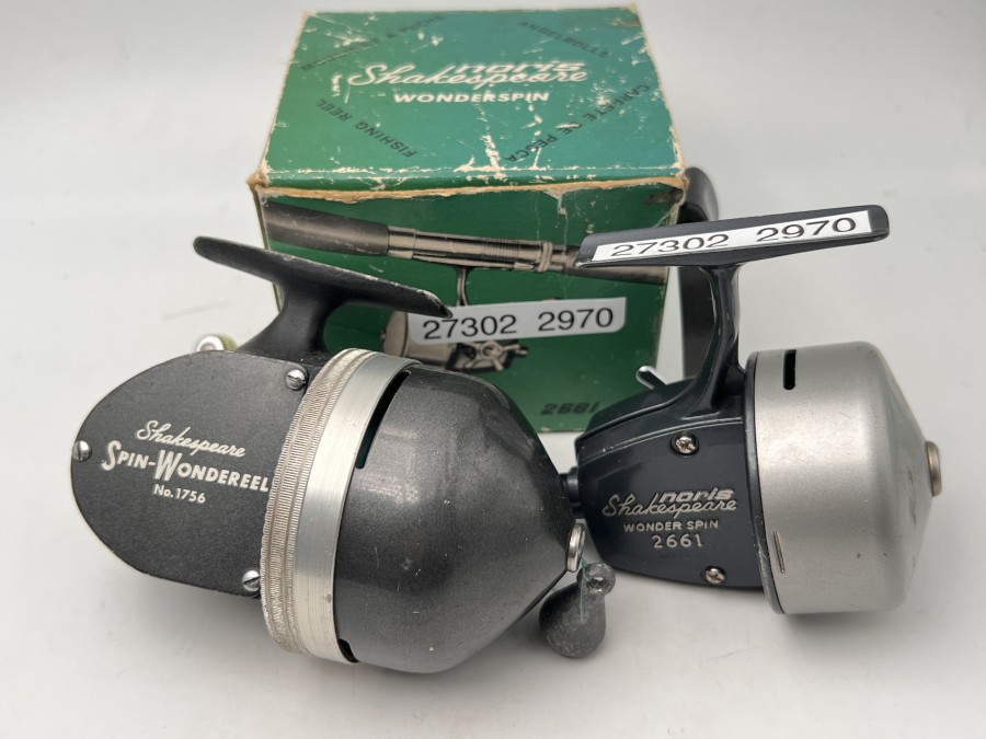 2 Kapselrollen, Shakespeare Spin-Wonderreel No. 1756, Shakespeare Wonder-Spin 2661, Gebrauchsspuren