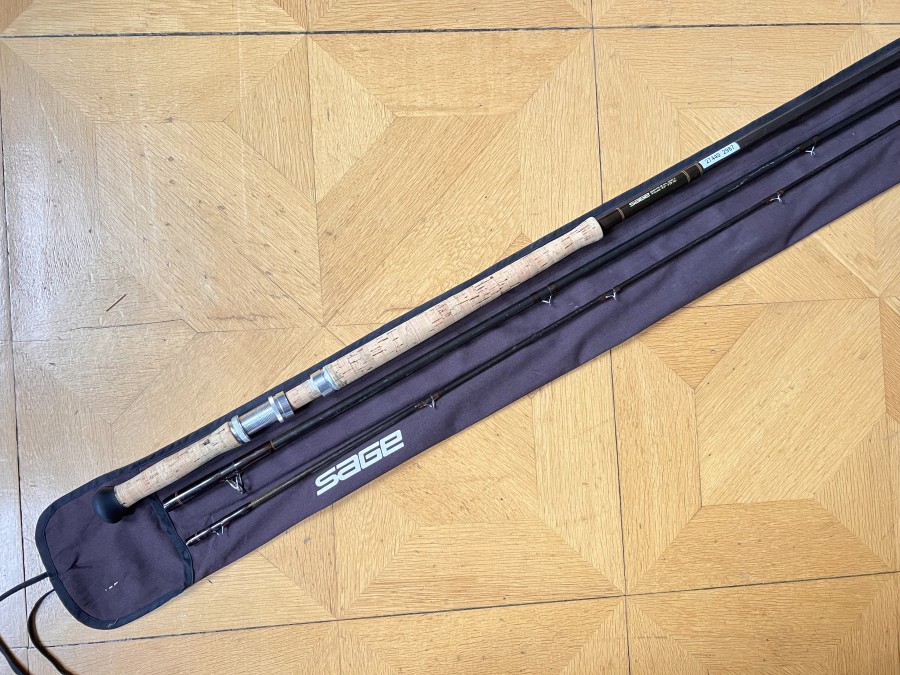 Zweihandfliegenrute, Sage, Graphite III GFL 10150-3, 3tlg., 15`0", #10, Futteral, Gebrauchsspuren, Transportlänge 1600mm