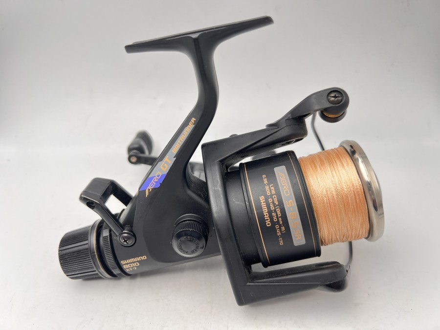 Stationärrolle, Shimano, Aero GT 8010 Baitrunner, mit geflochtener Schnur, Gebrauchsspuren