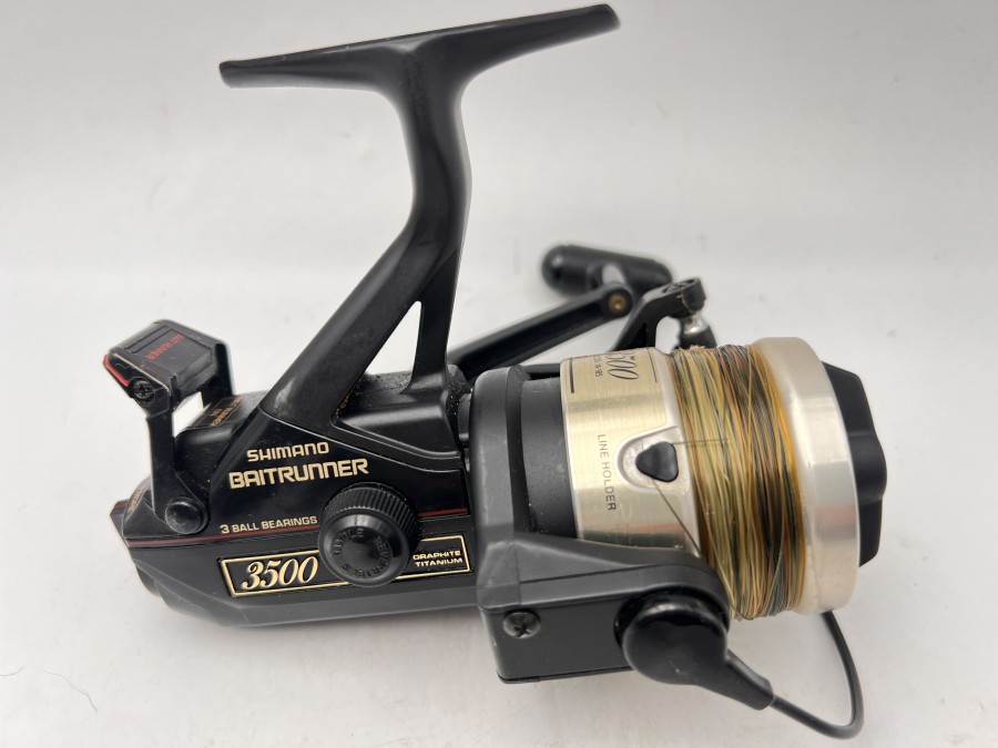 Stationärrolle, Shimano, Baitrunner 3500, mit Monofiler Schnur, Gebrauchsspuren