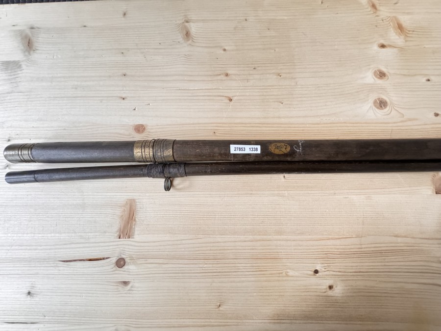 Vintage Angelrute, Brimy, Made in England, Lanzenholz, 2tlg., 2,10m, interessantes Dekorationsstück, Transportlänge 1100mm