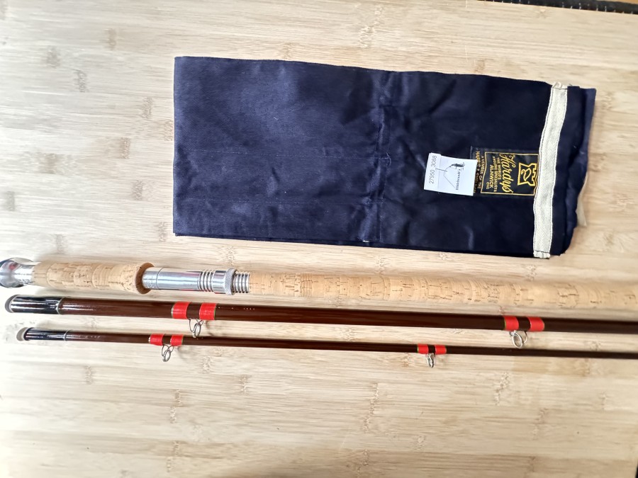 Zweihandfliegenrute, The House of Hardy Made in England, Fibalite Salmon Rod, 3tlg., 427cm, #12, Gewicht 540 Gramm, Futteral, ungefischt, Transportlänge 1500mm