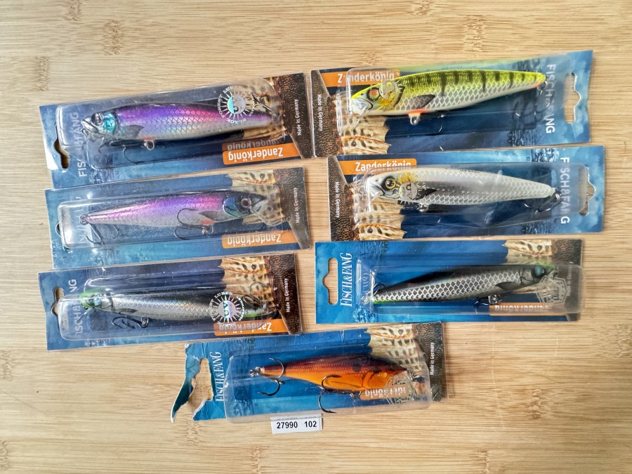 Wobbler, Fisch und Fang, 7 Stück Zanderkönig,11cm lang, 23 Gramm, Lauftiefe 0,35m Lauftiefe, neu und ungefischt