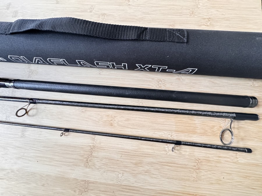 Spinnrute, Shimano, Diaflash XT-A 360 XH, Vibralock, 3tlg., 3,60m, CV 50-100g, Futteral, Coduratransportohr, wie neu, Transportlänge 1320mm