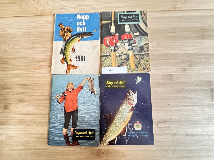 ABU Gerätekataloge, Napp och Nytt, 1958, 1959, 1960, 1961 (Jubiläumsausgabe 40 Jahre) schwedische Version, guter Zustand