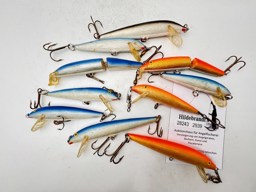 Wobbler, Rapala, 10 Stück, 2- und 3tlg., 8 bis 12cm lang, gefischt und gefangen