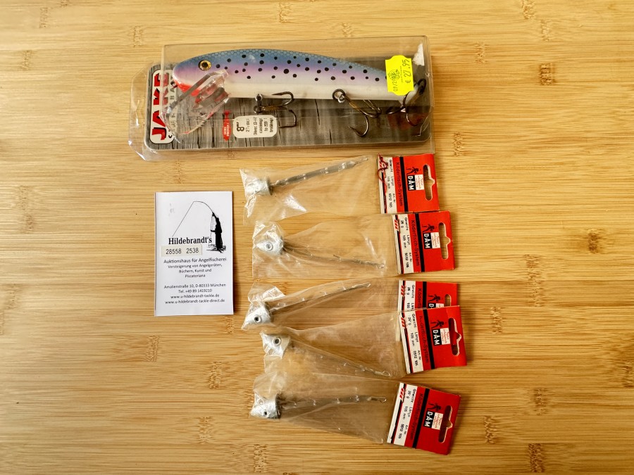 DAM Köderfisch Systeme, 5 Stück, Gewicht 26g, Länge 105mm, Art.Nr. 5012 105, dazu 1 Wobbler, Jake Crankbait, 8", Neupreis € 27,97, neu