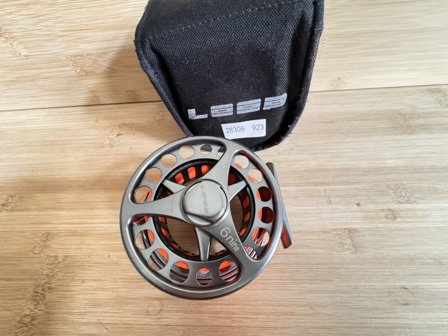 Fliegenrolle, LOOP evotec LW 6nine, Serial No. 1428, Backing, Rollentasche, technisch in Ordnung, leichte Gebrauchsspuren
