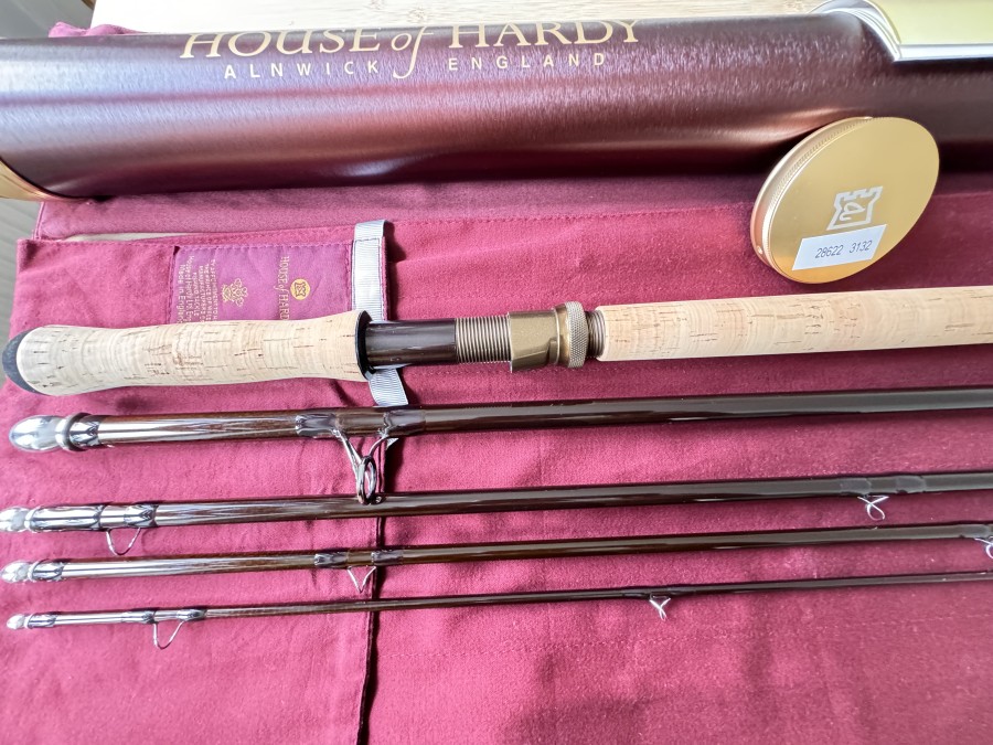 Zweihandfliegenrute, House of Hardy, Salmon, 5 tlg., 14" - 4,27m, mit Futteral, Transportrohr, neu und ungefischt, Garantiekarte, Neupreis € 1.399,00, Transportlänge 1000mm