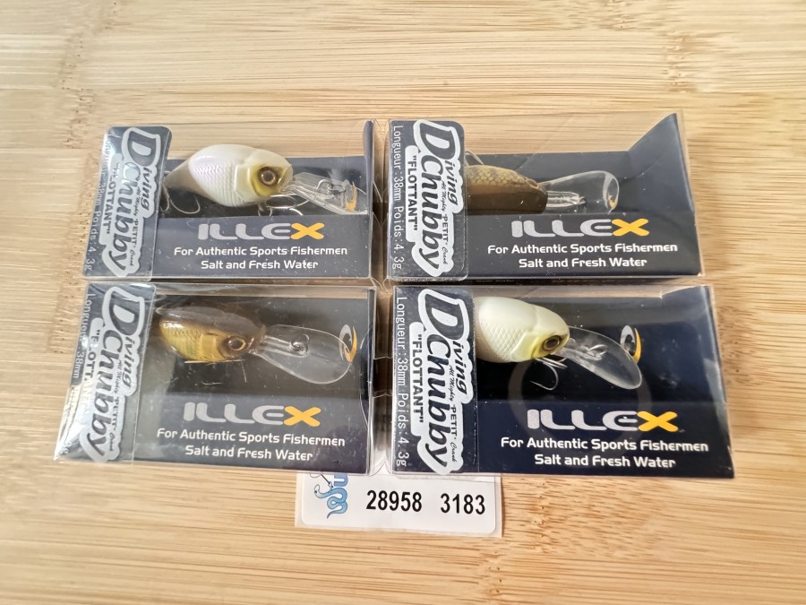 Wobbler, Illex, Diving Chubby, Bone, Flottant 4,3g, 38mm, dto., Goujon, Flotttant 4,3g, 38mm, dto., Truitelle, Flottant 4,3g, 38mm, dto., Bone, Flottant 4,3g, 38mm, neu in Originalverpackung
