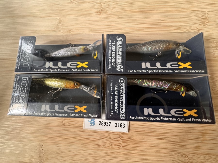 Wobbler, Illex, Coltminnow80, HL Silver Black, Suspending, 6,2g, 81mm, Illex, DD-Squirrel DDSQ-67, HL Pike, 6,8g, 67mm, Illex, Squirrel SQ-61, Clear Bleak, 4,5g, 61mm, Illex, Squad Minnow65, Hl Silver Black, Suspending 5,8g, 65mm, neu In Originalverpackung