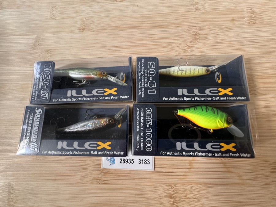 Wobbler, Illex, High Impact Fat Crank CRY-10CC, Mat Tiger, 9,5g, 50mm, Illex, Squad Minnow65, Hl Silver Black, Suspending 5,8g, 65mm, DD-Squirrel DDSQ-67, Gardon, 6,8g, 67mm, Illex, Squirrel SQ-61, Vairon, 4,5g, 61mm, neu in Originalverpackung