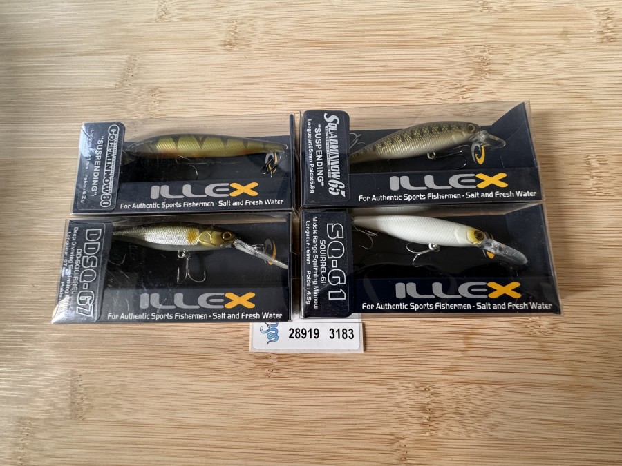 Wobbler, Illex, DDSQ-67, FF-Squirrel, Ayu, 6,8g, 67mm, Illex, SQ-01, Squirrel-61, Bone, 4,5g, 61mm, Illex, Squadminnow 65, Goujon, Suspending 5,8g, 65mm, Illex, Coltminnow30, Ablette, Suspending, 6,2g, 61mm. neu in Originalverpackung