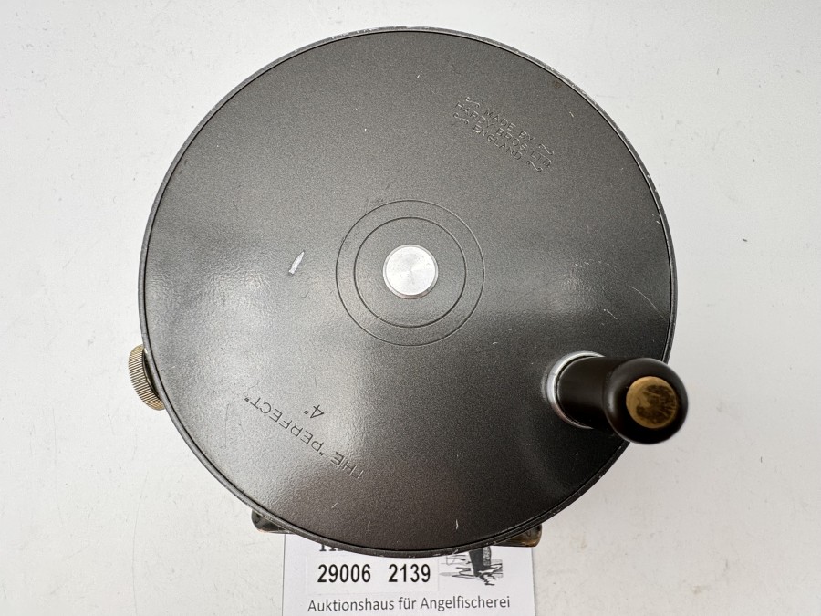 Lachsfliegenrolle, Made by Hardy Bros Ltd. England, The Perfect Reel, 4", Rechtshand, Gewicht 377g, Rollentasche, minimale Gebrauchsspuren