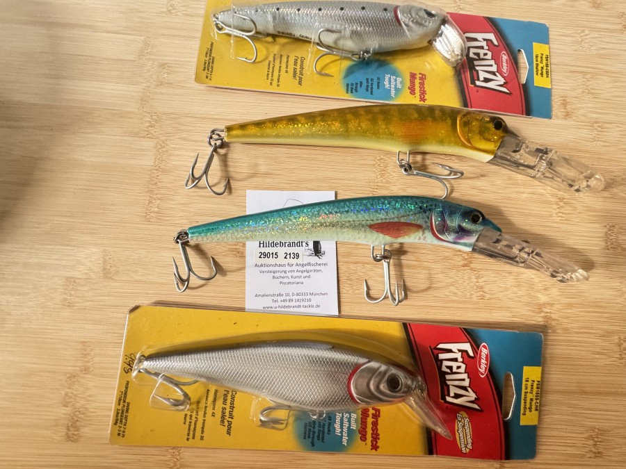 Salzwasserwobbler, Berkley, Frenzy, Mungo Shallow, 18cm, 84g, Berkley, Frenzy, Mungo Suspending, 18cm, 84g, Wobbler, gold/hell und blau/hell, 22cm, 100g, neu und ungefischt