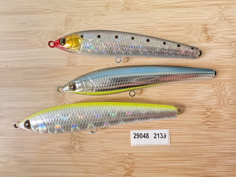 Wobbler, Tiemco, Japan, RP Magnum, 14cm, 30g, mit Kugeln, gelb/silber, oliv/hellblaui/silber, schwarz/silber mit Punkten, neu und ungefischt