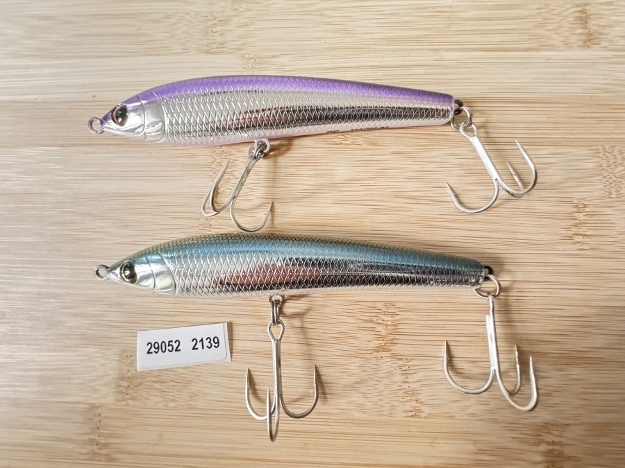 Wobbler, Tiemco, Japan, RP Magnum, 14cm, 35g, mit Kugeln, schwarz/violett/silber, dunkeloliv/hellblau/silber, neu und ungefischt