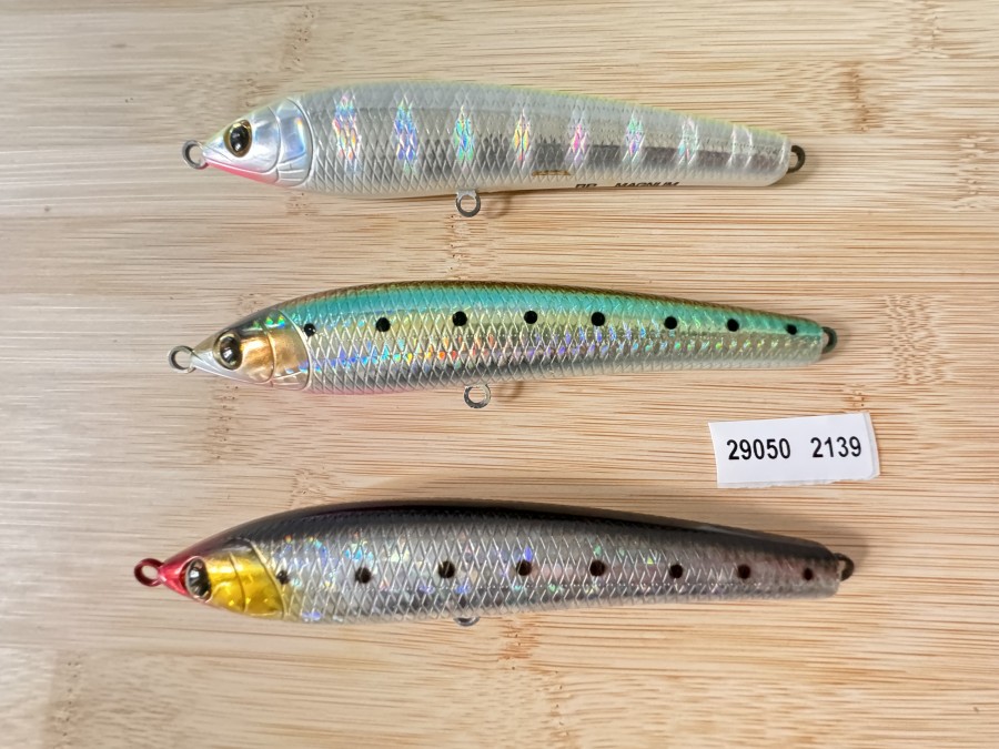 Wobbler, Tiemco, Japan, RP Magnum, 14cm, 30g, mit Kugeln, gelb/silber, oliv/hellgrün/silber mit Punkten, schwarz/silber mit Punkten, neu und ungefischt