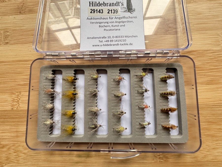 Nymphen und Wetfly- Sortiment, 24 Stück, Tiemco Haken, Grösse 12 bis 16, widerhakenlos, in Fliegenfoambox, sehr fängig
