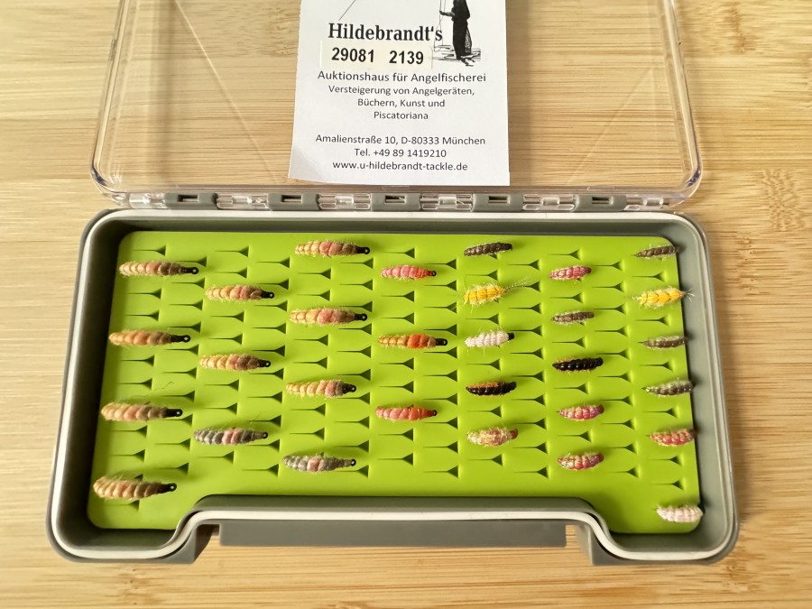 Bachflohkrebse, 30 Stück in Fliegenbox mit Foameinlage, Tiemco Haken, mit Widerhaken, Grösse 8 bis 16, sehr fängig