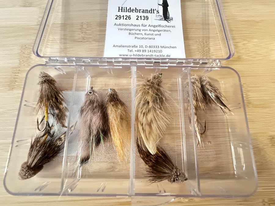 Streamersortiment, 10 Stück Muddler Minnow, Gösse 2 bis 10, mit Widerhaken, in Fliegenbox, gute Qualität