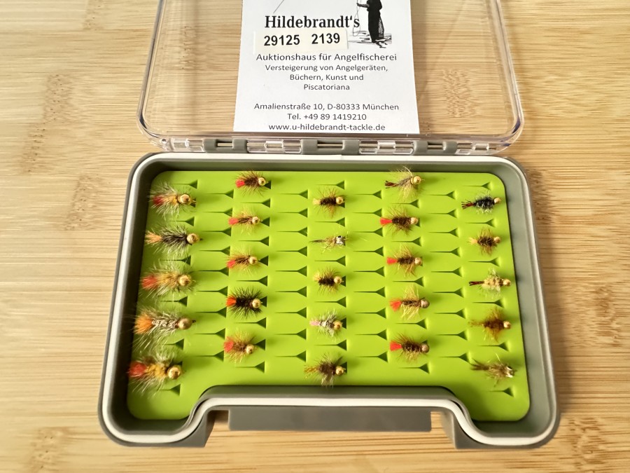 Minijigsortiment, 25 Stück, Grösse 14 bis 18, mit Widerhaken, in Fliegenfoambox, sehr fängig