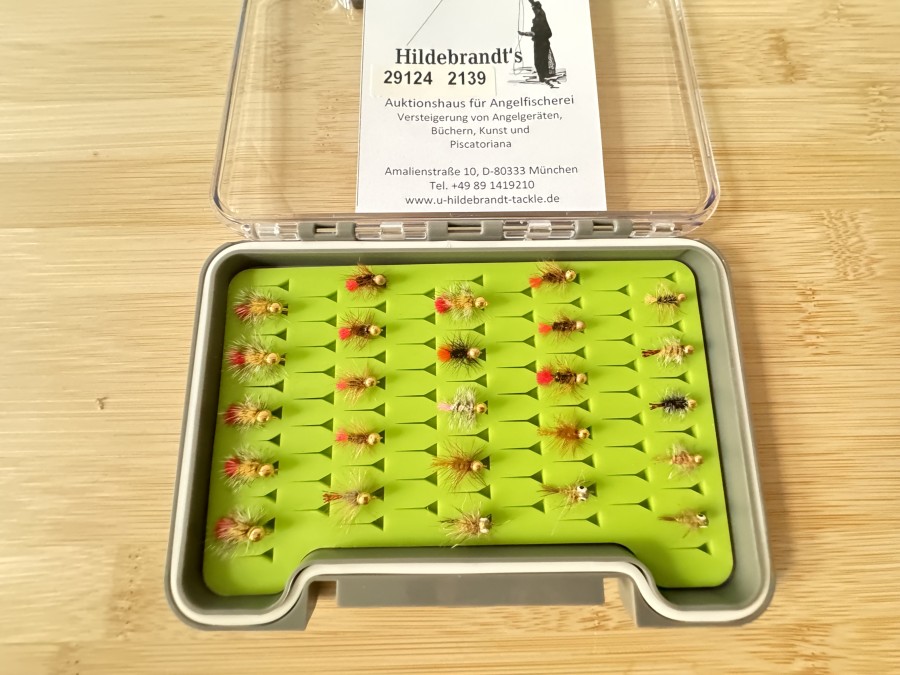 Minijigsortiment, 25 Stück, Grösse 14 bis 18, mit Widerhaken, in Fliegenfoambox, sehr fängig