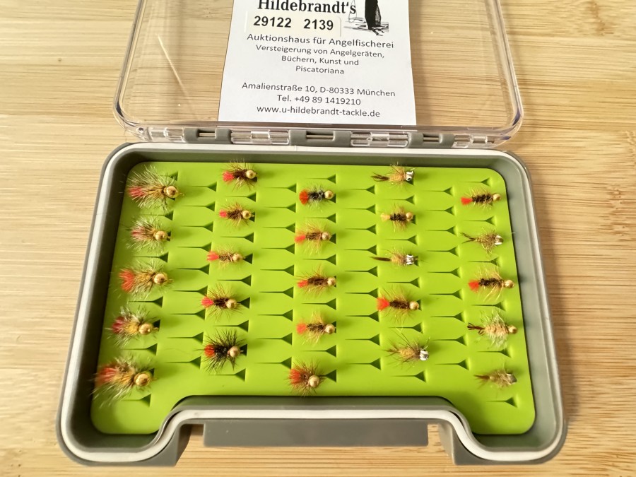 Minijigsortiment, 25 Stück, Grösse 14 bis 18, mit Widerhaken, in Fliegenfoambox, sehr fängig