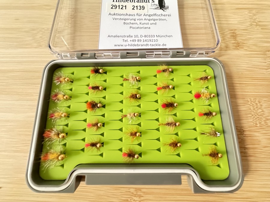 Minijigsortiment, 25 Stück, Grösse 14 bis 18, mit Widerhaken, in Fliegenfoambox, sehr fängig
