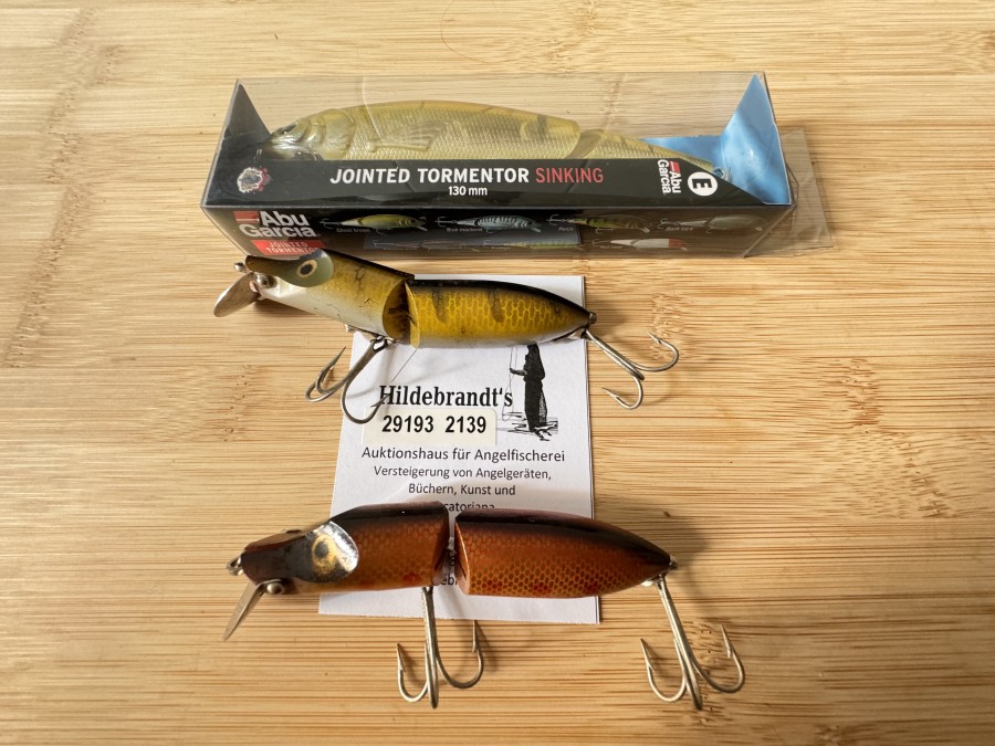 Wobbler, 3 Stück in Kunststoffbox, Abu Garcia, Jointed Tormentor, 45g, 130mm, sinking, Abu, HI - LO, Sweden Patent, 10cm, 21g, Abu, Hi - LO, 20cm, 20g, ungefischt
