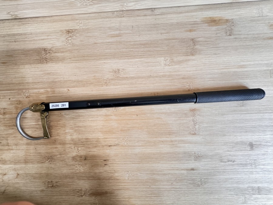Gaff, Hardy Bros. Makers Alnwick/England, Stahl/Messing/Alu, ausgezogen 1180mm, Transportlänge 510mm, leichte Gebrauchsspuren