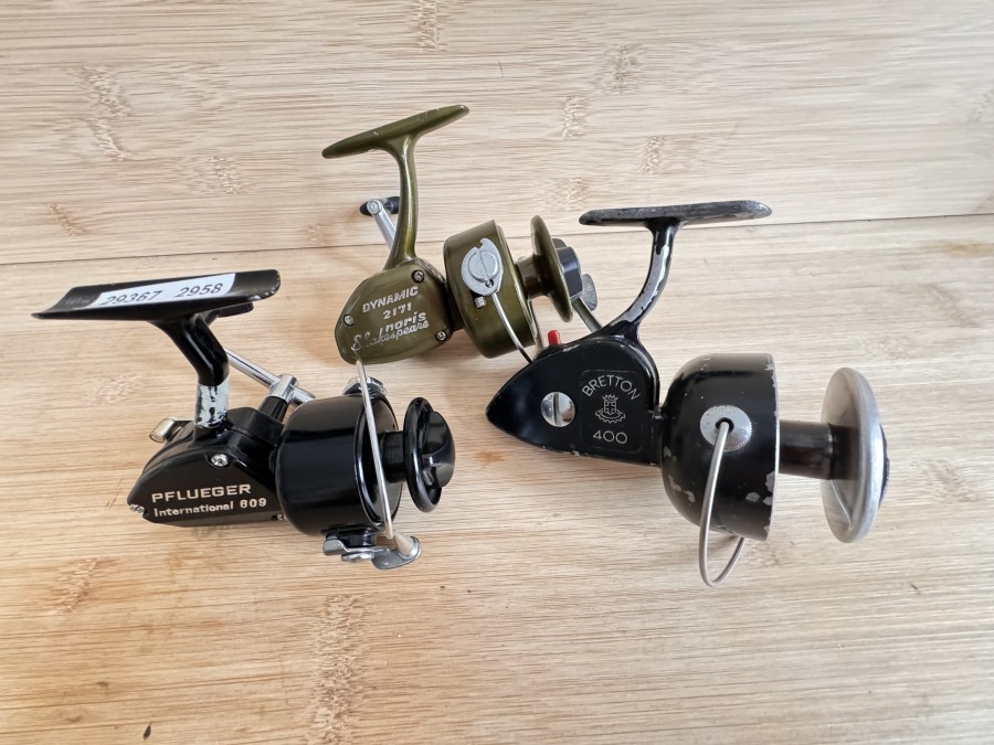 3 Stationärrollen, Pflüger International 609, Noris Shakespeare, Dynamic 2171 und Bretton 400, technisch gut, Gebrauchsspuren