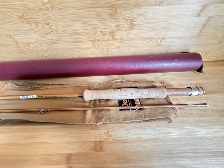 Fliegenrute, Daiwa, Hexagon Whisker, Made in Gr. Britain, HW - 47, 2tlg., 9", #4-7, Gewicht 101 Gramm, Futteral, Transportrohr, leichte Gebrauchsspuren, Transportlänge 1500mm