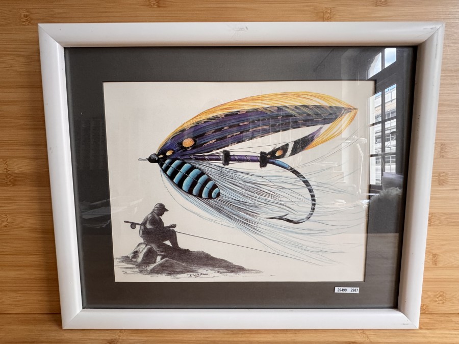 Fliegenbild, Lachsfliege, Thomas Kubitz, Impression S.P., Leinwanddruck, auf Keilrahmen (50x70cm)