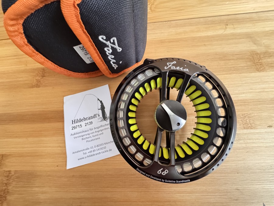 Fliegenrolle, Guideline, Fario 68, Links- oder Rechtshand, Gewicht 140g, mit Fliegenschnur Evolve F 16g, 247gr, Rollentasche, leichte Gebrauchsspuren