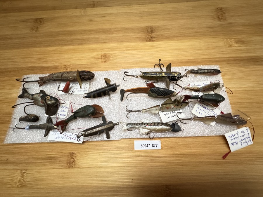 Kunstköder, 15 Französische Plucky, Vif, Valqueur-Spinner, Metall Devon (Deposse) und andere, Gebrauchsspuren