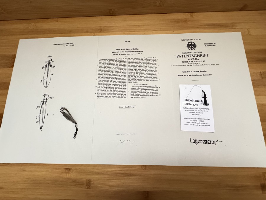 EW Krautlöffel, EW gemarkt, dazu das gehörige Patent vom 25. August 1930 in Kopie für Ernst Witt in Güstrow mit 3 Seiten (einschließlich Zeichnung), selten so zu bekommen