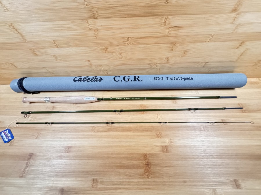 Fliegenrute, Cabelas, C.G.R 570-3, 3tlg., 7", 4/5 WT, Gewicht 79g, Pacific Pay Components, Codura Transportrohr, ungefischt