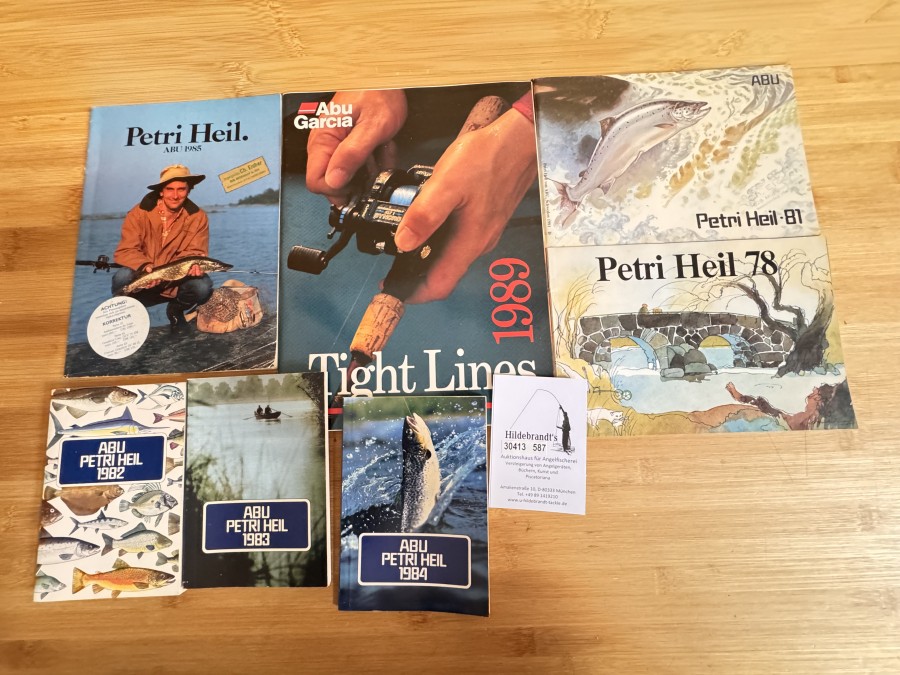 Kataloge, ABU, Petri Heil 78, 81, 1982, 1983, 1984, 1985, Abu Garcia, International 1989
