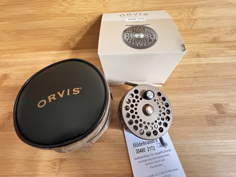 Fliegenrolle, Orvis, Made in England, CFO II Disc, Linkshand, #4, Gewicht 106g, Orvis Rollentasche, ungefischt im Karton
